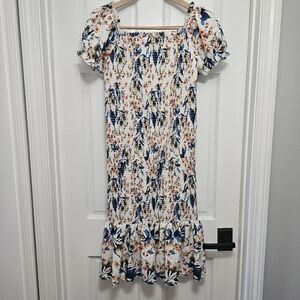 Floral Off-Shoulder Ruched  XL Dress